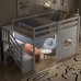 thumbnail image 2 of Twin Size Solid Wood Loft Bed with Storage Staircase, Playful Window Design, Full-Length Guardrails, Space-Saving Loft Bed Frame, No Box Spring Needed, 2 of 25