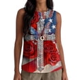 thumbnail image 2 of Fewfanhot Women's Tops, Tees & Blouses 4th of July Tank Top Patriotic American Flag Sleeveless Pleated Front Loose Top, 2 of 6