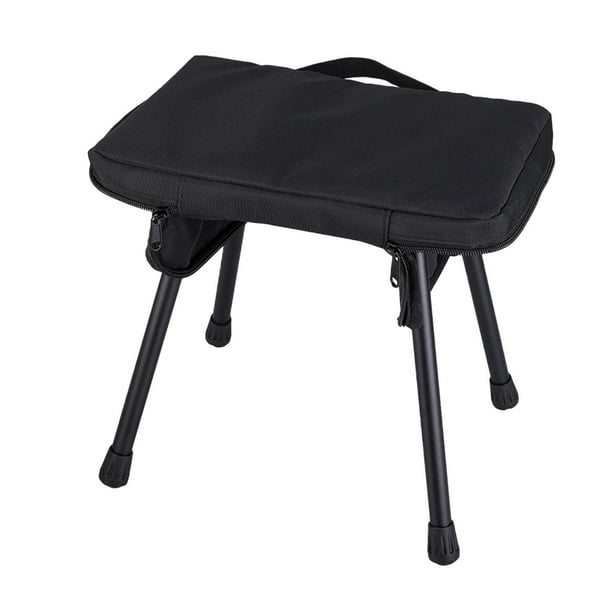 Taburete de camping, taburete plegable con bolsa, reposapiés, taburete plegable portátil Negro
