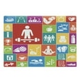thumbnail image 1 of Fitness Cutting Board, Different Colorful Fitness Healthy Lifestyle Motivation Activity Weight Loss, Decorative Tempered Glass Cutting and Serving Board, Large Size, Multicolor, by Ambesonne, 1 of 1