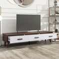 thumbnail image 2 of TV Stand, 63 Inch Entertainment Center with 3 Drawers Adorned with Embossed Patterns for TV up to 65+ inch, TV Console Table for Living Room, Bedroom, Office(Brown), 2 of 9