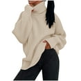 thumbnail image 2 of Women's Turtleneck Oversized Sweaters Batwing Long Sleeve Pullover Loose Chunky Knit Jumper Vintage Dresses For Women Blazer Dress, 2 of 6