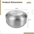 thumbnail image 2 of 4 Pack 4.92" Double-Walled Stainless Steel Bowls with Lids – Stackable Insulated Ramen Soup Bowls, Korean Rice & Noodle Bowls, Silver, 2 of 5