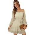 thumbnail image 6 of Summer Dresses for Women Sexy Dress Leaky Shoulder Solid Color Flowy Dress Gauze Skirt, 6 of 6
