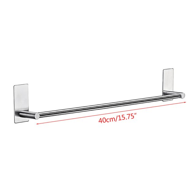 Toallero de acero inoxidable, barra de almacenamiento, estante de riel, accesorios de baño, 40cm, plata Feliz Sencillez