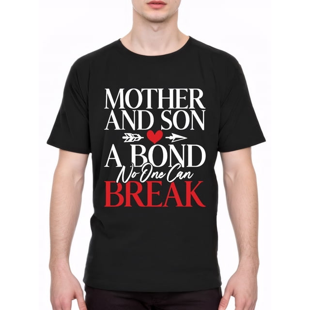 Mother & Son Bond Unbreakable T Shirt 100% Cotton Crew Neck Tee with Geometric Applique Design