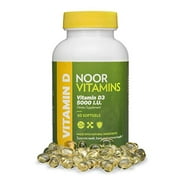 NoorVitamins Vitamin D3 5000 IU Softgels I Supports Bone, Immune, Heart & Mood Health I Pure Vitamin D From Safflower Oil To Maximize Absorption I All Natural, Non-GMO, Gluten Free & Halal (60 count)