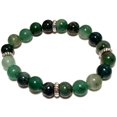 thumbnail image 2 of Natural Moss Agate 8mm Round Shape Smooth Cut Beads Stretchable Bracelet for Men & Women., 2 of 3