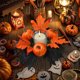 thumbnail image 1 of Candelabros de hojas de arce de simulación de otoño, corona de decoración de Halloween, adorno de mesa de plástico, copa de vela, corona, portavelas de plástico, 1 of 6
