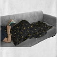 thumbnail image 5 of Alchemy Soft Flannel Fleece Throw Blanket, Night Image Windrose Stars Sun and Crescent Moon with Human Face, Cozy Plush for Indoor and Outdoor Use, 70" x 90", Indigo and Dark Yellow, by Ambesonne, 5 of 5