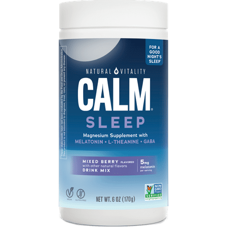 Calm Magnesium Supplement Powder | Mixed Berry Flavor | 6 oz | by Natural Vitality