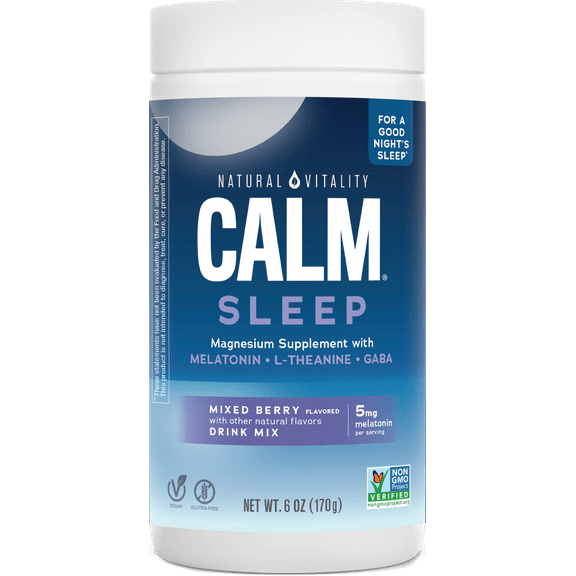 Calm Magnesium Supplement Powder | Mixed Berry Flavor | 6 oz | by Natural Vitality
