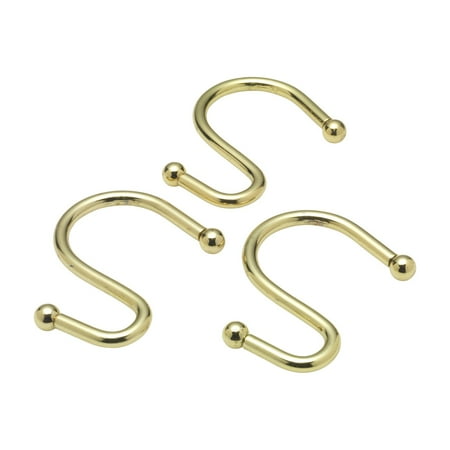 S" Shower Curtain Hooks in Brass