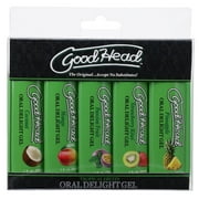Doc Johnsons GoodHead Delight sexual lubricant Gel, Tropical Fruits 1 oz. - 5 Pack
