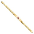 thumbnail image 6 of 14K Yellow Gold Medical Soft Diamond Shape Red Enamel Curb Link ID Bracecet, 6 of 6