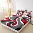 thumbnail image 4 of Homewish Wave Striped Lines Full Size Sheets,Bohemain Geometric Bed Sheets,Red Gray Black Sheet Sets For Teens,Super Cozy Room Decor,4-Piece, 4 of 7