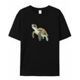 thumbnail image 5 of T Shirts for Women Short Sleeve Cotton Crewneck T-Shirt, Sea Turtles Color Block Marine Life Tee Tops Casual Basic T-Shirts, XS-5XL Black XXL, 5 of 7
