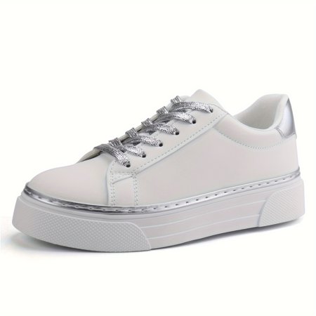 FLTHDD Women‘s Platform White Sneakers Lace Up Fashion Tennis Sneakers Casual Walking Shoes Gift