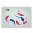 thumbnail image 1 of Japanese Cutting Board, Pair of Swimming Squid Fish Yin Yang Aquatic Pisces Marine Theme, Decorative Tempered Glass Cutting and Serving Board, Large Size, Pink Blue, by Ambesonne, 1 of 1