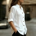 thumbnail image 5 of cocolona Linen Button Down Solid Color Blouses for Women Collar Long Sleeve Shirts Dressy Casual Tops, 5 of 6