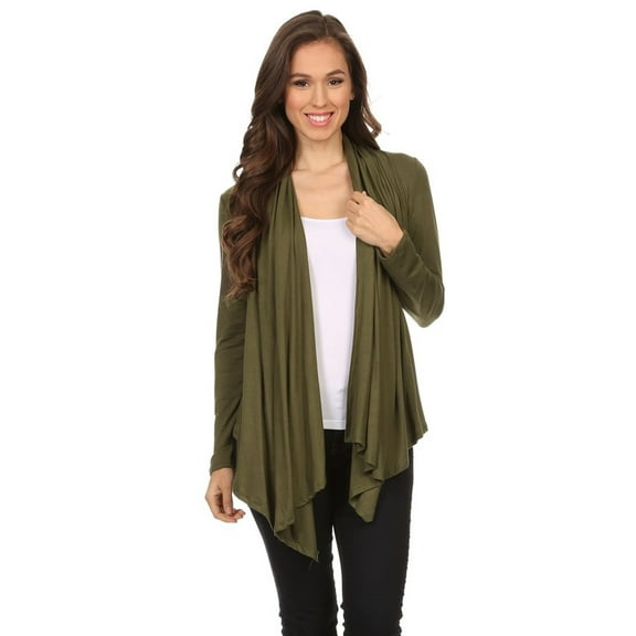Women's Solid Open Front Long Sleeve Lightweight Soft Basic Sweater Cardigan