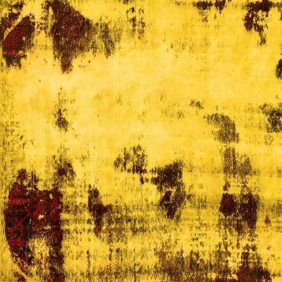 Ahgly Company Indoor Square Abstract Yellow Modern Area Rugs, 6' Square