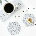 thumbnail image 4 of Lsque Scarf Bear Pattern 4" Drink Coasters Set of 4, PVC Leather Absorbent Coasters, Table Coaster Set Decorative Coffee Cup Coasters Housewarming Gift -Hexagon, 4 of 6