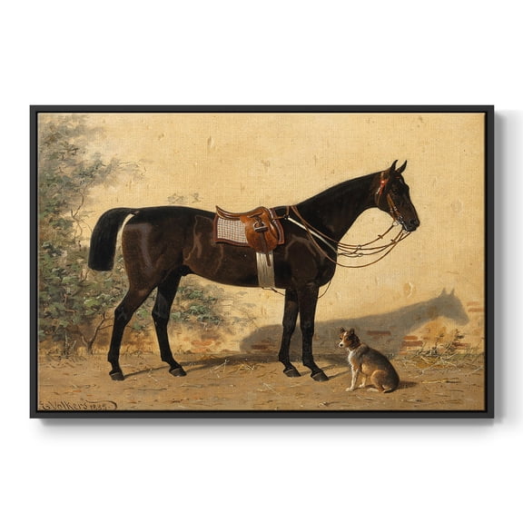 Vintage Animal Print-XLVI By Wexford Home Framed in Black Wood Gallery Wrapped Canvas 17 in. x 25 in.