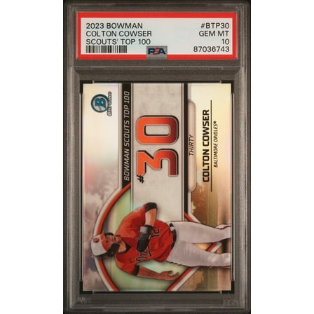 Graded 2023 Topps Bowman Colton Cowser #BTP30 Scouts Top 100 Rookie RC Baseball Card PSA 10 Gem Mint