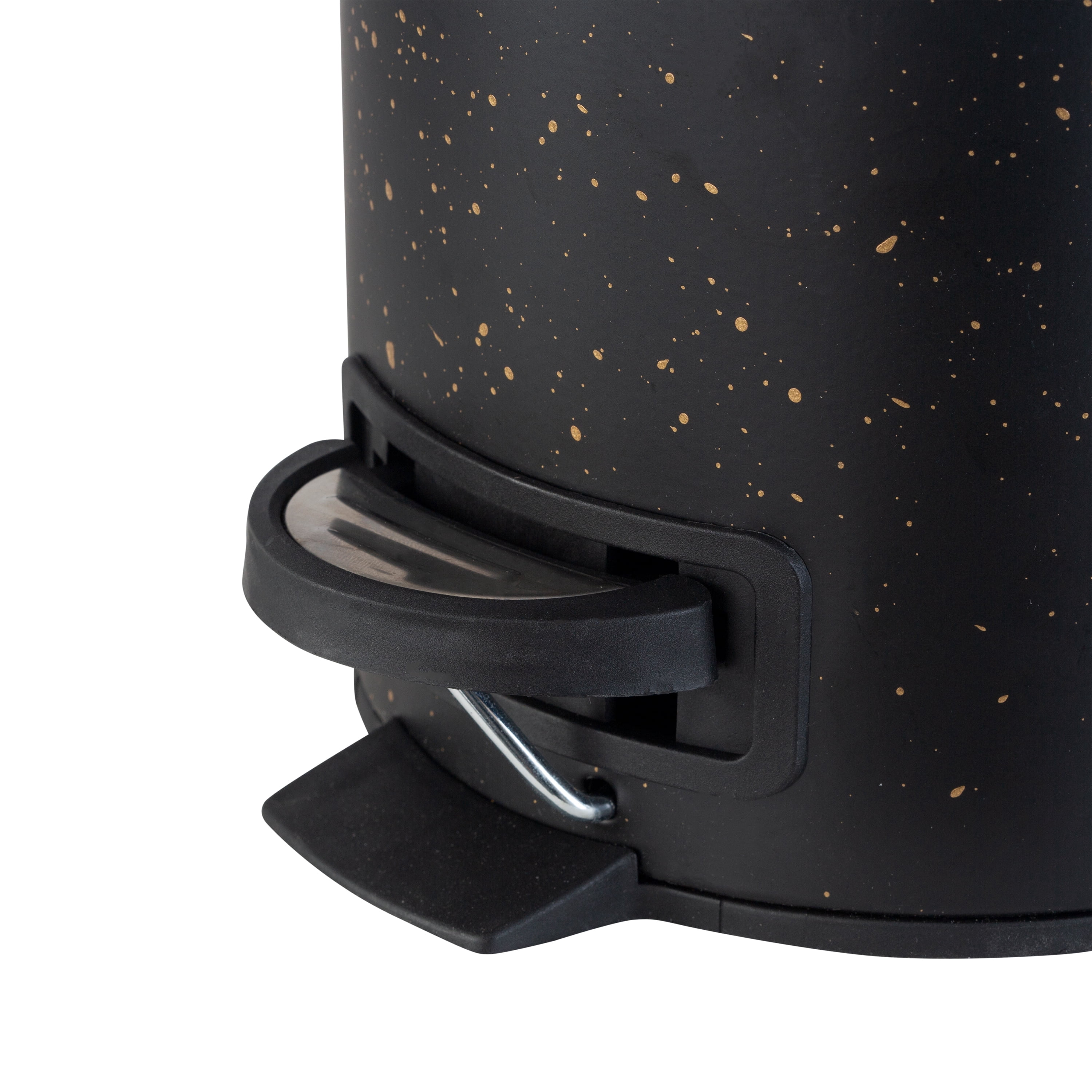 ELLE Paris 2 Pack Speckled Design Iron 3 Liter Step Bin with Lid Trash Can in Black