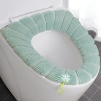 2 Pack Winter Toilet Seat Cover with Handle Knitted Soft Washable Elastic for Round and Elongated Toilets(Green),Hulucky