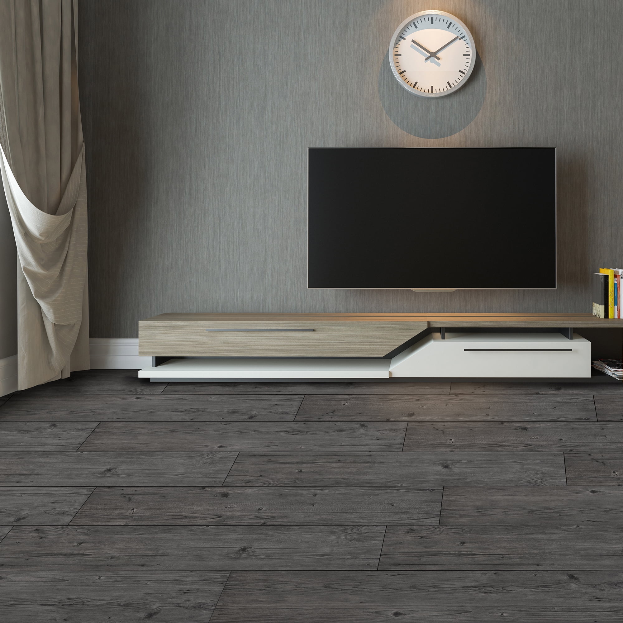 Achim Flex Flor 9"x48" 5.0mm Looselay Vinyl Floor Planks 8 Planks/24 Sq. Ft. Smoke