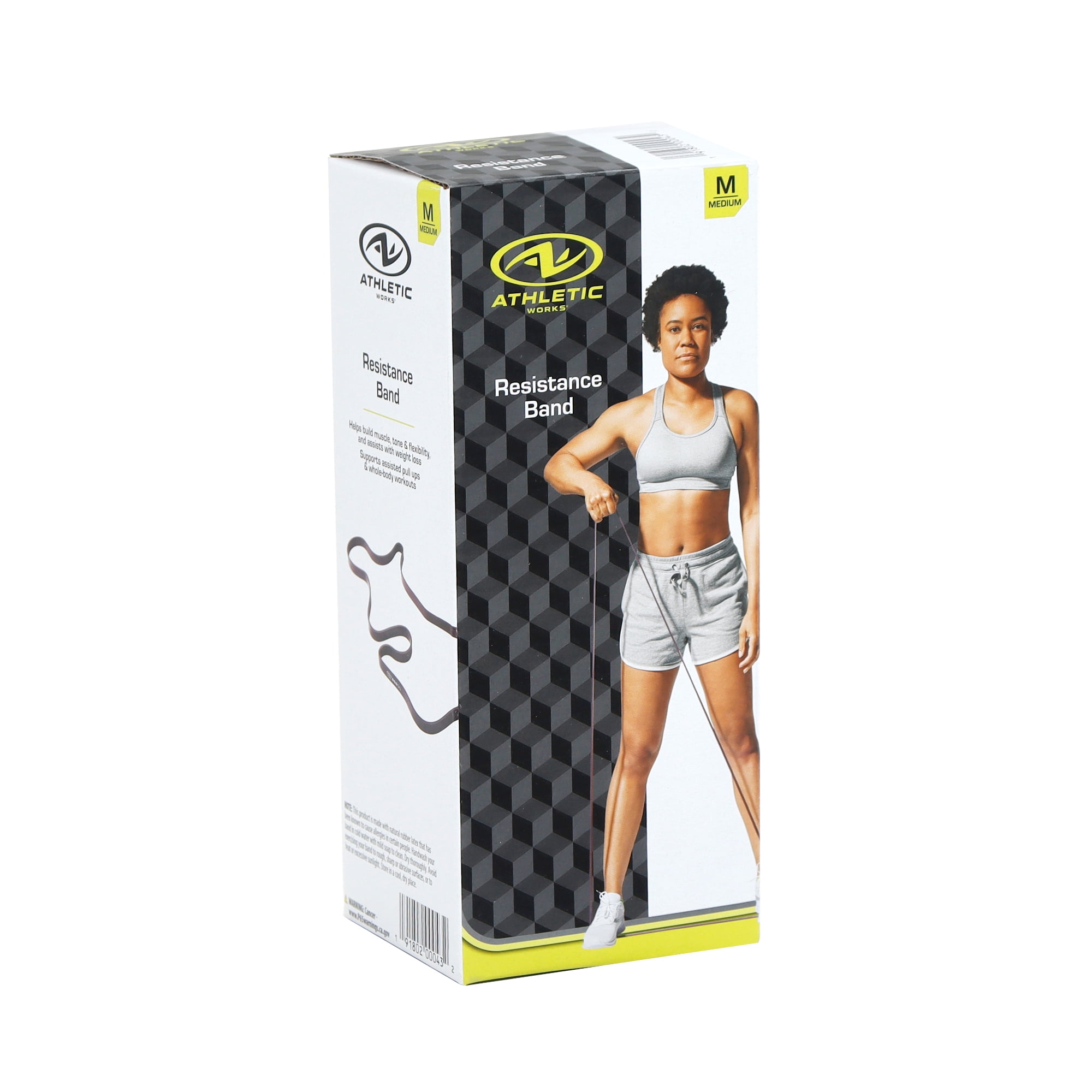 (4 pack) Athletic Works Resistance Bands, Medium, Natural Latex, 40inx0.86in, Purple
