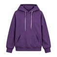 thumbnail image 3 of AKOEE Womens Oversized Hoodie with Pockets Plain Hooded Sweatshirts Casual Drawstring Long Sleeve Pullovers (XL, Purple), 3 of 7