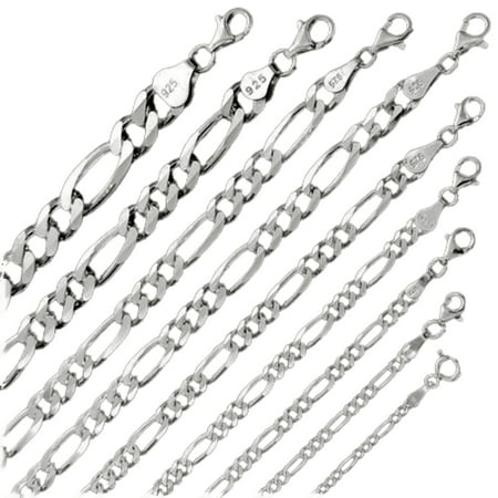 Cadenas Para Hombre Mujer Ninos de Plata 925 de Ley Esterlina Italiana Eslabon Figaro