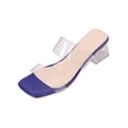 thumbnail image 2 of DIVVce Clear Strap Block Heel Mules For Women Square Toe Slip On Comfort Evening Casual Footwear, 2 of 8
