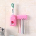 thumbnail image 2 of Útil juego de soporte para cepillos de dientes montado en la pared de plástico para baño y hogar (rosa), 2 of 6