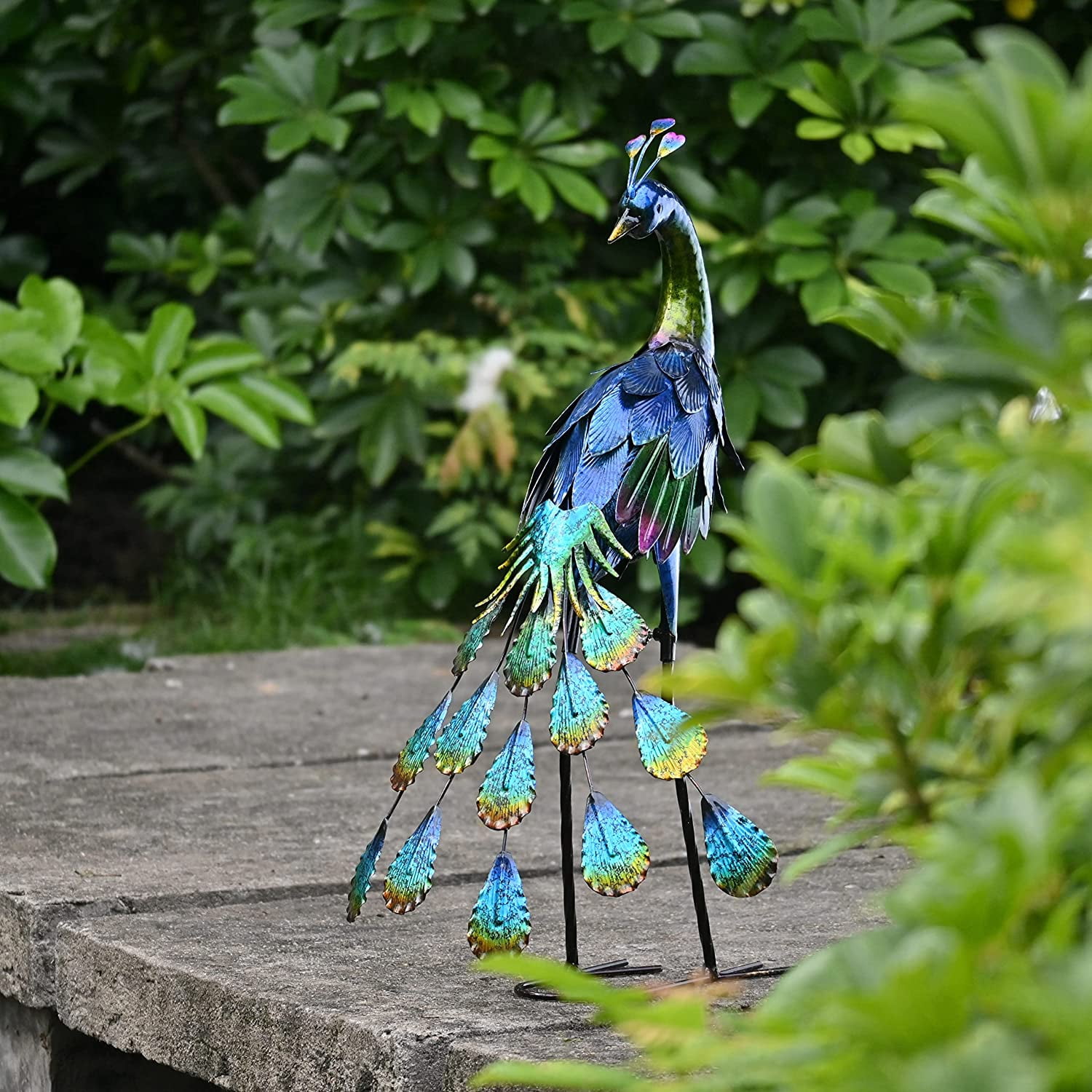 Teresa's Collections 22.44''H Peacock Decor Garden Sculptures & Statues for Outdoor Decor Sturdy Metal Yard Art Bird Lawn Ornament for Party Patio Garden Decor