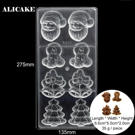

Merry Christmas Chocolate Mold Polycarbonate Santa Claus Forms Plastic Tray Moldes Ca Baking Pastry Bary Tools Moulds