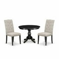 thumbnail image 6 of East West Furniture HBEL3-ABK-35 3 Piece Kitchen Table Set - Black Dinner Table and 2 Doeskin Linen Fabric Dining Chairs Button Tufted Back with Nail Heads - Wire Brushed Black Finish, 6 of 10