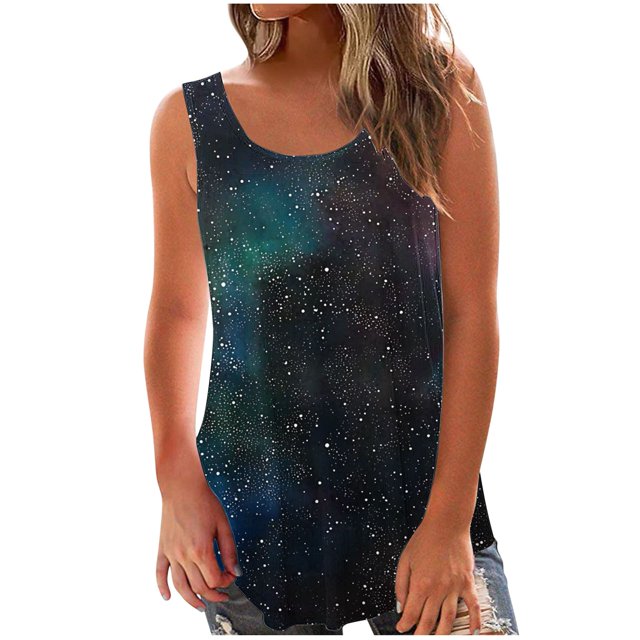 UPPADA Womens Débardeurs Amusants Graphiques d'Été Sans Manches Débardeur Imprimé 3d Débardeurs Col Rond Coupe Ample Chandails Hauts Basiques Tenues Flatteuses Soldes Femmes Aujourd'hui Liquidation Violet,m