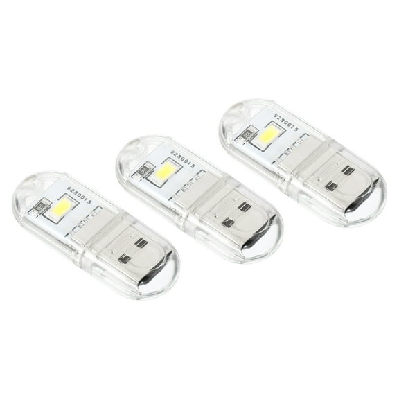 Uxcell Portable USB Plugin 2 Beads LED Night Light Lamp Stick, White 3 Pack