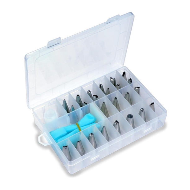 Bewildely Kit de boquillas para manga pastelera de acero inoxidable, 27 Uds., juego de boquillas para decoración de tartas de silicona DIY, decoración Almacenamiento y organización del hogar Bewildely HA023685-00
