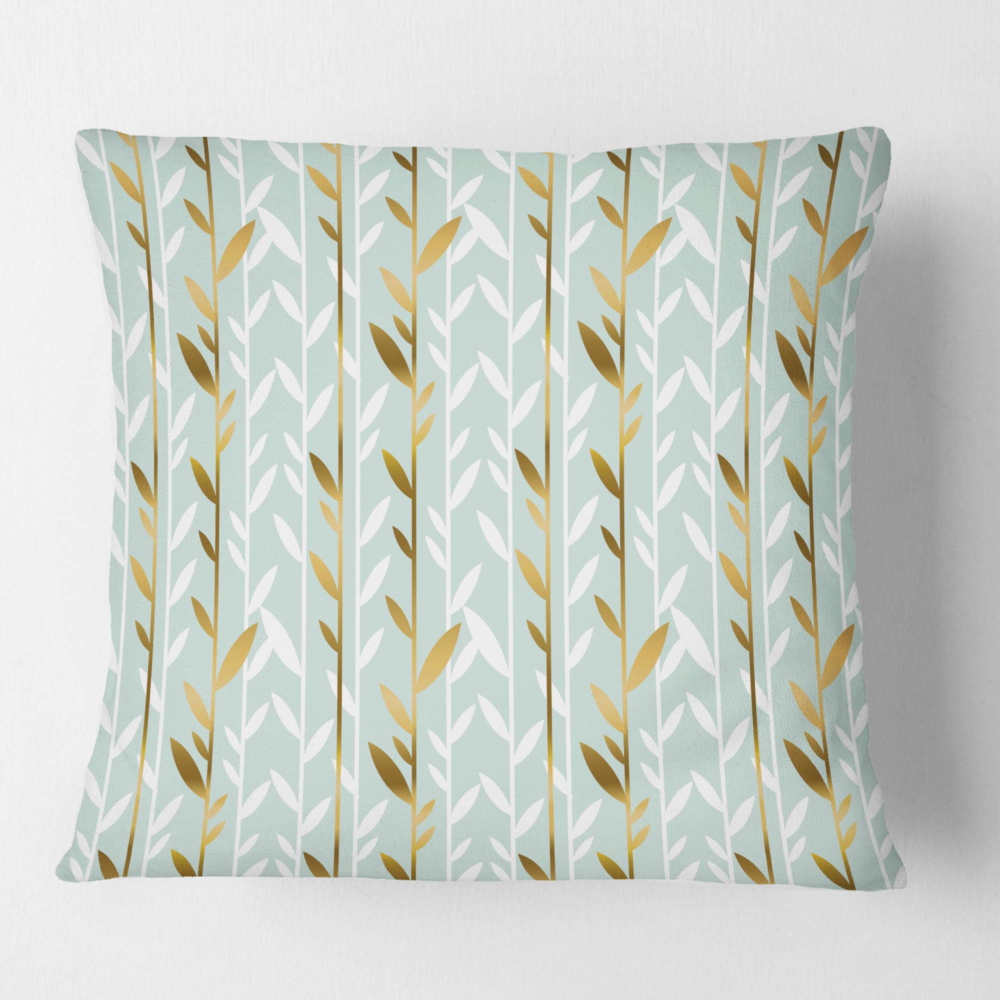 Designart Golden Foliage I' Mid-Century Modern Throw Pillow - 18x18