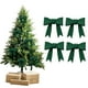 thumbnail image 4 of Decoración navideña con acentos festivos | Adorno de mesa navideño de 5 x 5 x 2 cm, tela verde, rojo y marrón | Decoración de temporada reutilizable para fiestas, reuniones, hogar, oficina y, 4 of 6