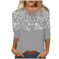 thumbnail image 2 of 3/4 Sleeve T Shirts for Women White Summer Blouse Plus Size Women Womens Summer Tops Plus Size Clearance Sale Print T Shirts for Women Pack orders placed, 2 of 5