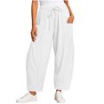 thumbnail image 2 of Tumotour Athletic Workout Running Pants for Women Elastic Waist Drawstring Wide-Leg Pants Slacks Summer Beach Trousers with Pocket, 2 of 7