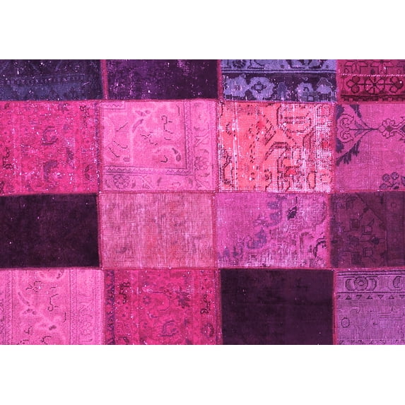 Ahgly Company Indoor Rectangle Patchwork Pink Transitional Area Rugs, 8' x 10'