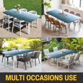 thumbnail image 5 of Blue Coastal Wave Table Cloths for 4 Foot Rectangle Tables, Summer Ocean Nautical Beach Ombre Patio Waterproof Elastic Fitted Tablecloths, Washable Rectangular Table Cover for Camping, 5 of 8