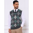 thumbnail image 4 of DARING DIVA Men's Casual Knit Sleeveless V-Neck Plaid Argyle Sweater Vest M Dark Gray, 4 of 7